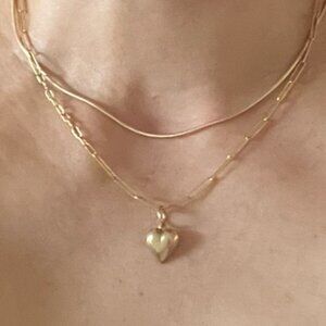 Vintage Puffy Heart Charm Pendant Solid 9K Gold